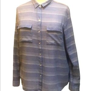 GAP Women Blue & White Plus Size Boyfriend Fit Button Down Shirt Size XXL NWT